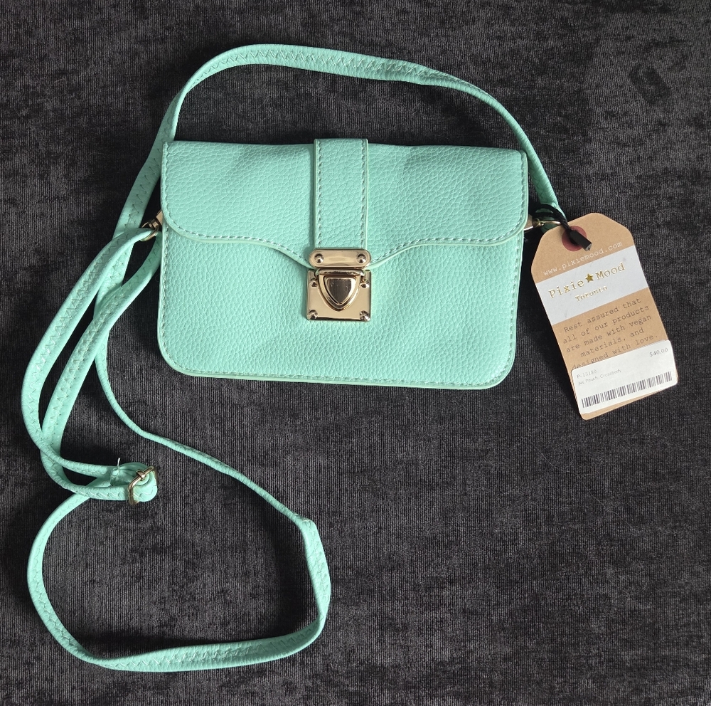 Pixie Mood Mint Green Crossbody Bag with Gold Lock - NWT